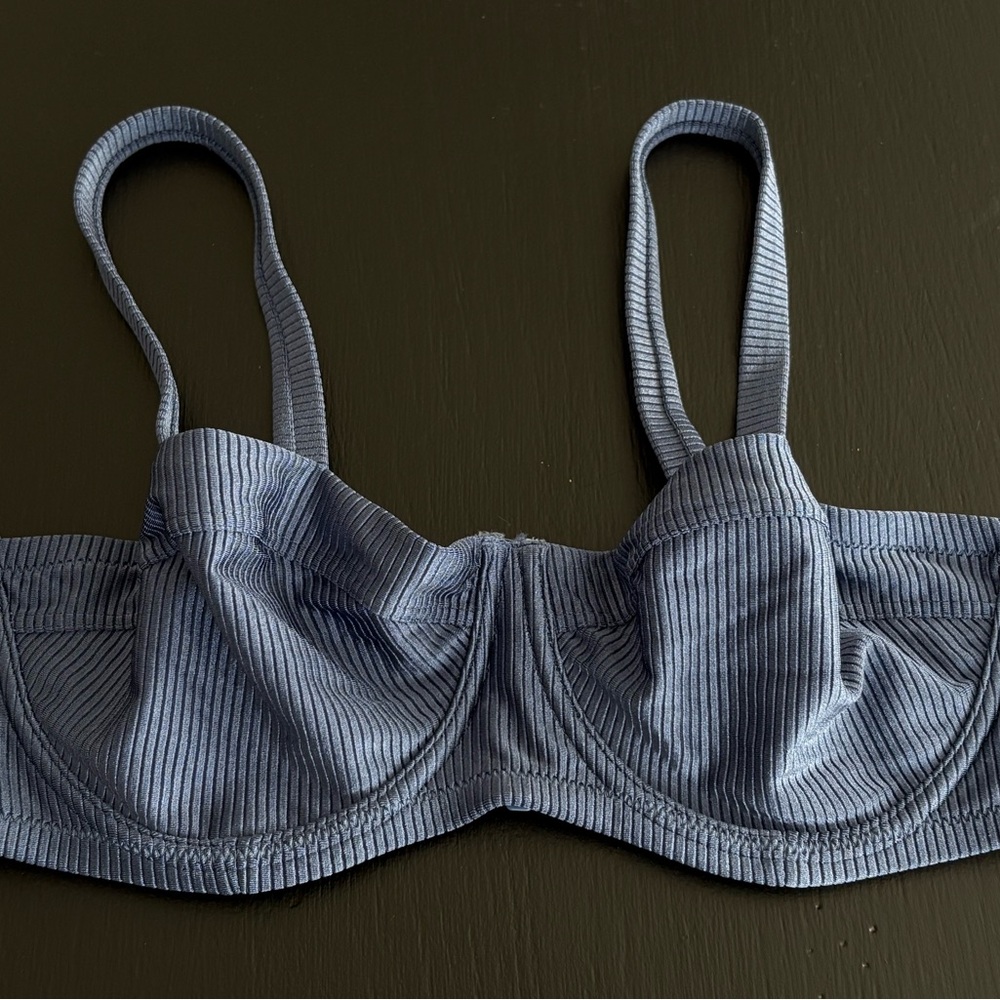 Aerie Blue Pinstripe bikini top size 36DD
